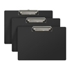 Clipboard Letter Side Landscape Plastic Black 3 Pack